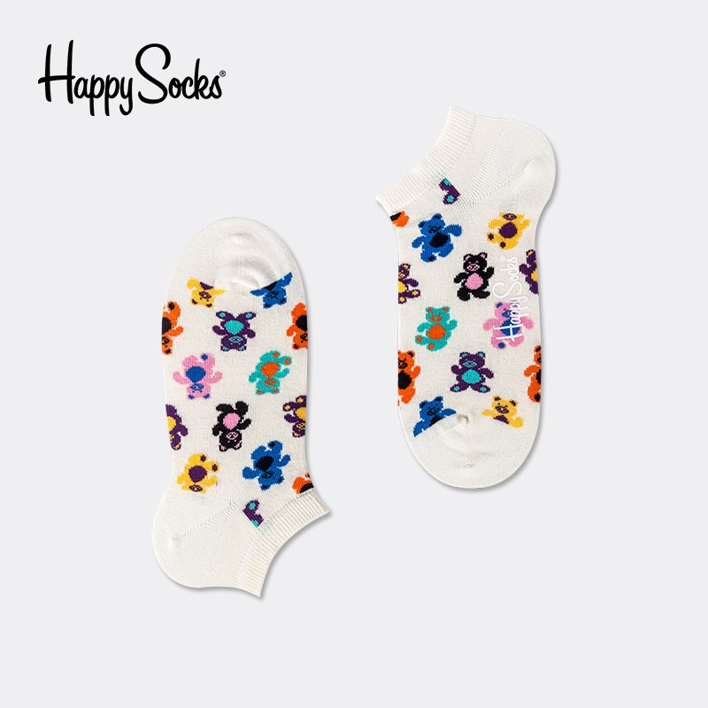 Happy Socks瑞典进口甜美泰迪熊图案彩色袜子短筒船袜 泰迪熊短袜 STED05-1300 36-40