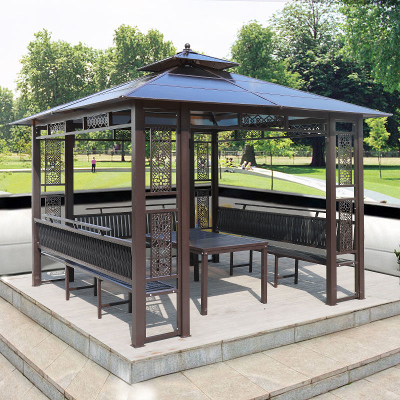 舒格亚户外凉亭庭院休闲亭帐篷别墅露台铁艺遮阳遮雨棚室外花园宝顶亭