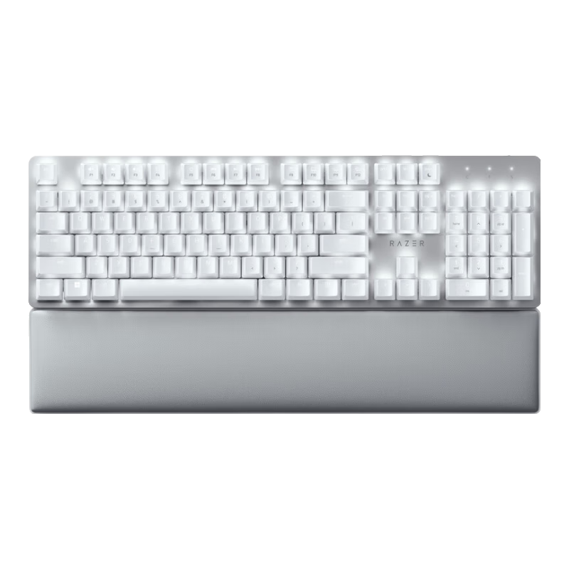 雷蛇 Razer Pro Type Ultra无线机械键盘 办公键盘 电脑键盘 无线蓝牙键盘 消音黄轴 带腕托 白色