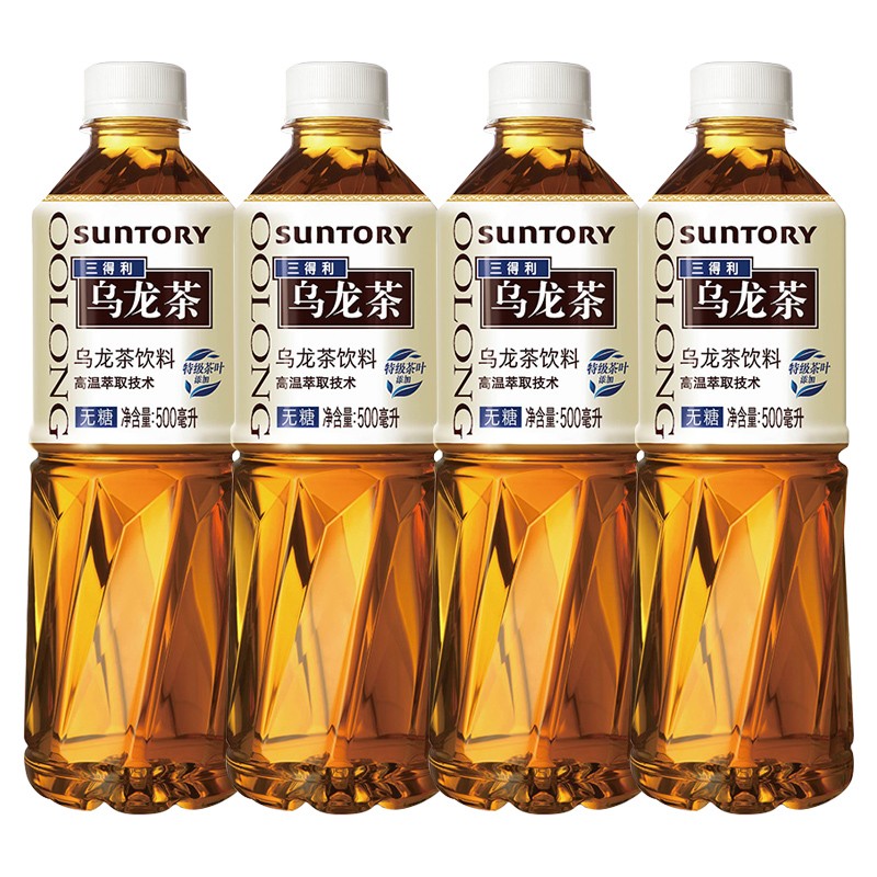 三得利 无糖乌龙茶500ml*4瓶 无糖茶饮料