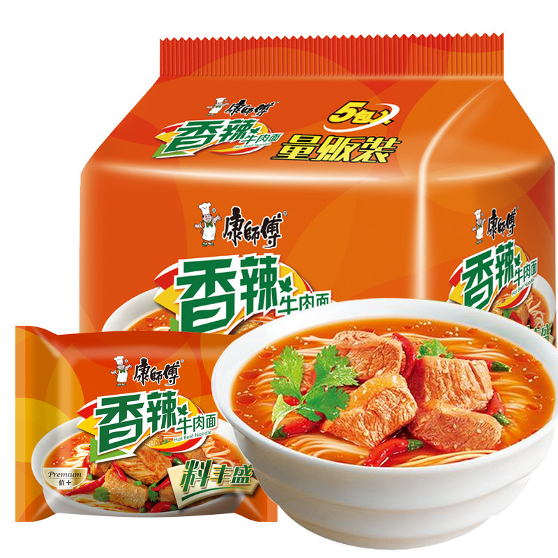 康师傅经典香辣五连包速食袋面