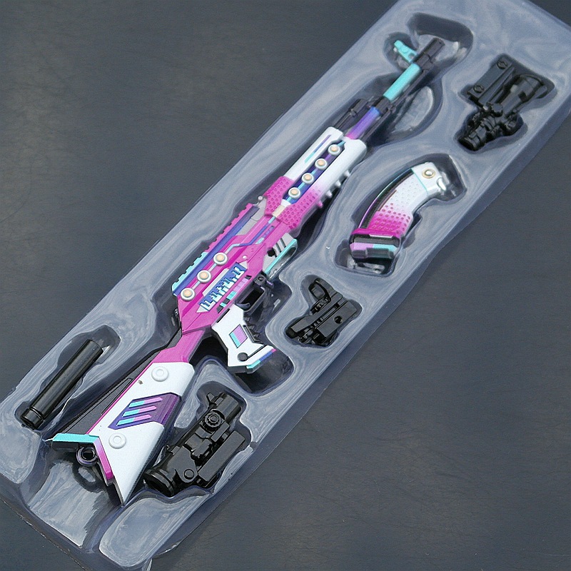 绝地大逃杀和平战地枪模精英皮肤钥匙扣 21厘米akm炫紫旋律 吸塑卡纸