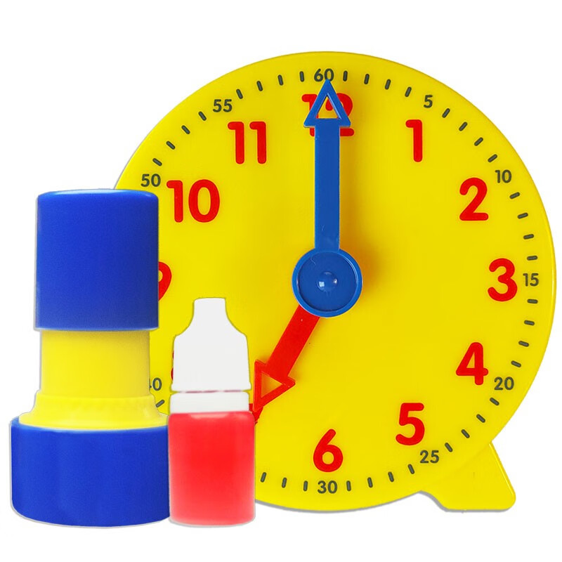 针认识时间小学一二年级数学教具学具 两针非联动12时 钟面印章 印油