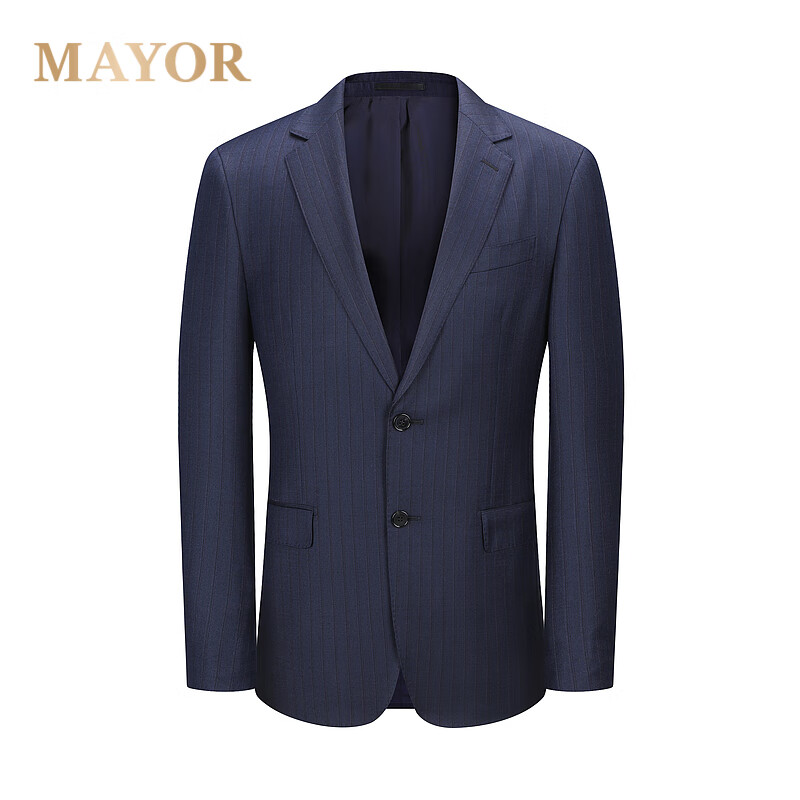 MAYOR男装 Loro piana150支全羊毛面料条纹西服上衣 深蓝 175A (175/96A)
