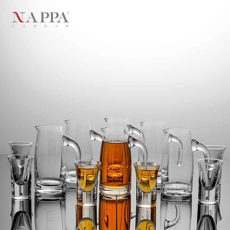 NAPPA水晶白酒杯分酒器套装高端白酒酒具小酒杯二两分酒壶子弹杯套装10壶10杯简装【希望系列】