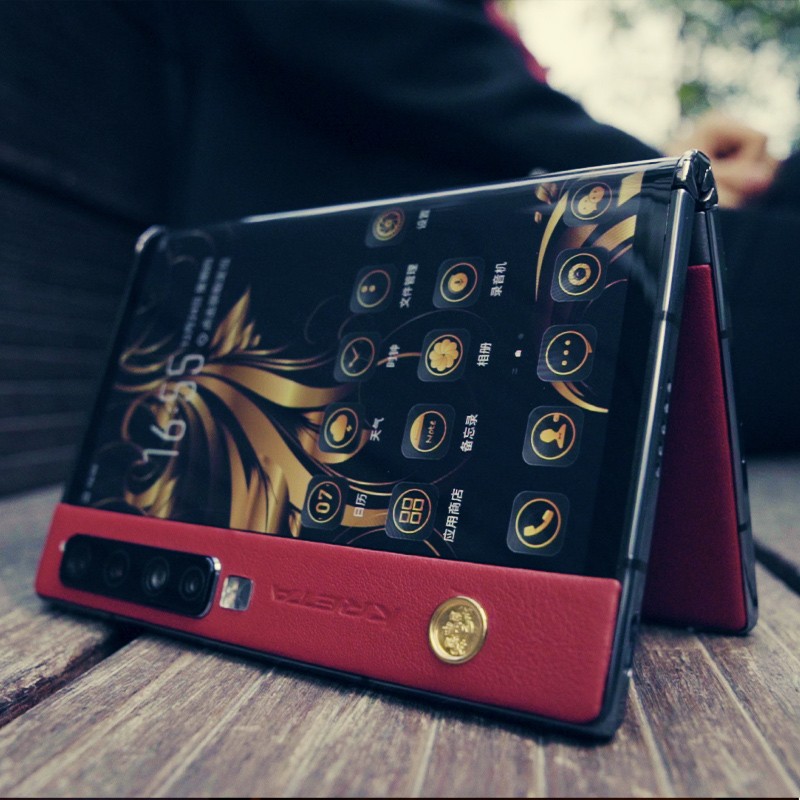 克里特V11V折叠屏手机骁龙865高端智能5g手机华为MateX2小米三星XS折叠手机 红牛皮 12GB+512GB