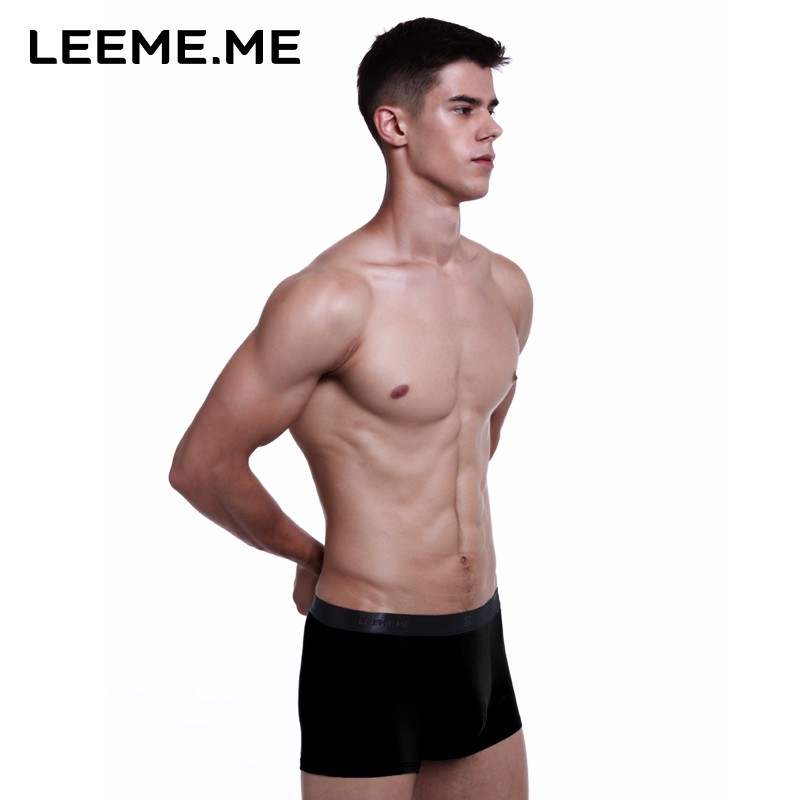 LEEME.ME 粒米男士内裤男莫代尔平角裤抗菌弹力透气四角裤3条装 巅峰黑+深海蓝+ 冷酷灰 XXL(185/92)