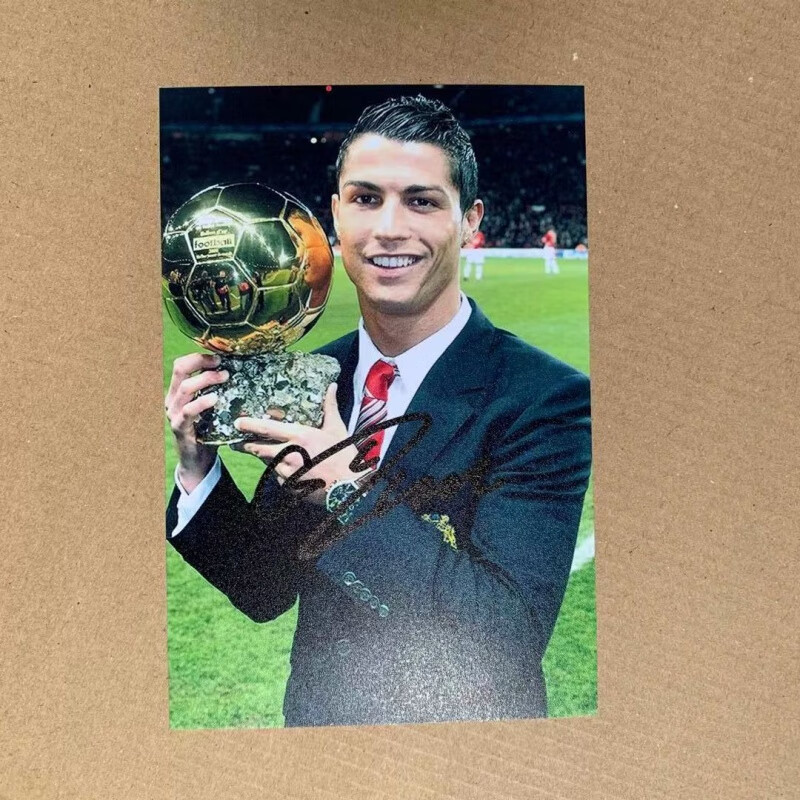 oqb足球c罗亲笔签名照 周边 c罗同款亲签周边明信片送朋友礼 7