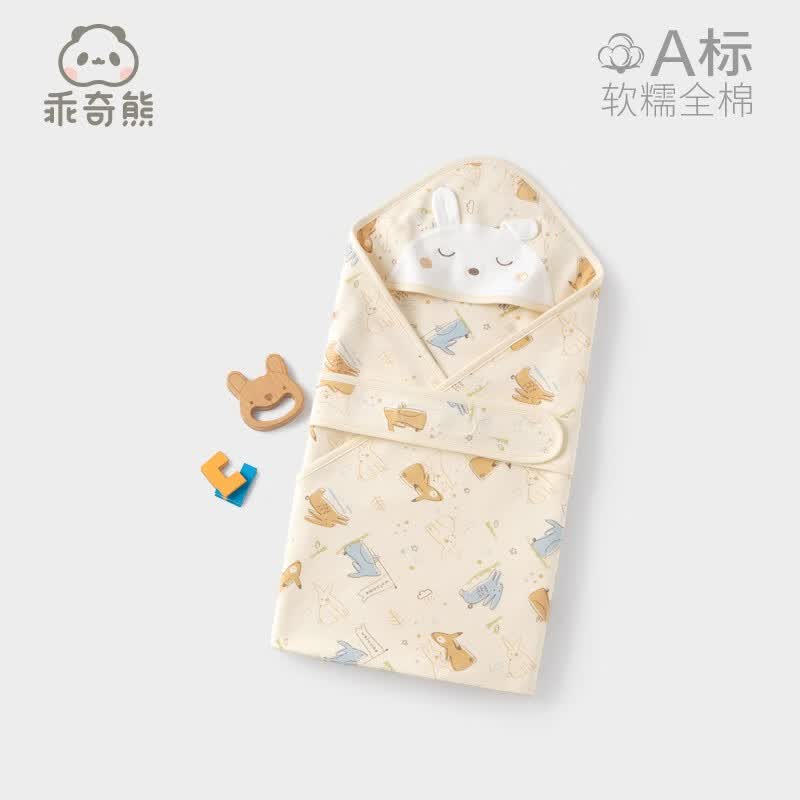 乖奇熊兔年新生儿纯棉包被0-6个月春秋婴儿抱被初生宝宝待产用品 米黄/萌主小兔属于什么档次？