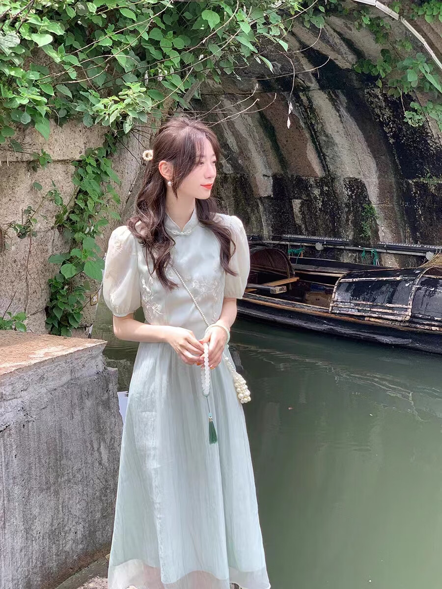 莎克城(shakecheng)改良旗袍连衣裙年轻款少女夏季新款新中式国风长裙