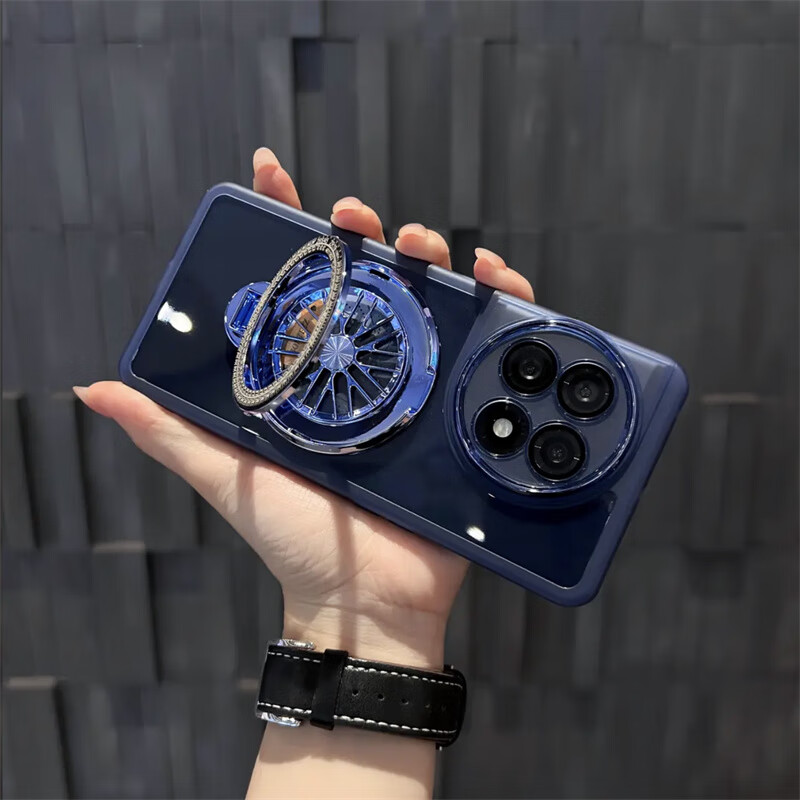 LNXXS 解压旋转陀螺支架透明软壳适用一加ace5pro手机壳自带镜头膜ace3pro高级感一加ace2Pro防摔保护套 解压陀螺支架款【透黑】护镜透明硅胶软壳 一加 Ace 3 Pro