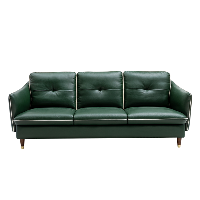 慕思(de RUCCI)艾慕皮艺沙发现代简约头层牛皮客厅家具 墨绿色(三人位)