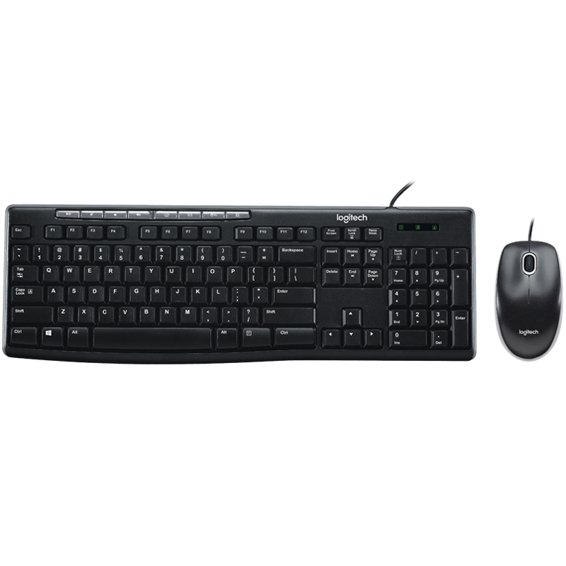 罗技（Logitech）MK200 有线键鼠套装 办公键鼠 黑色 黑色