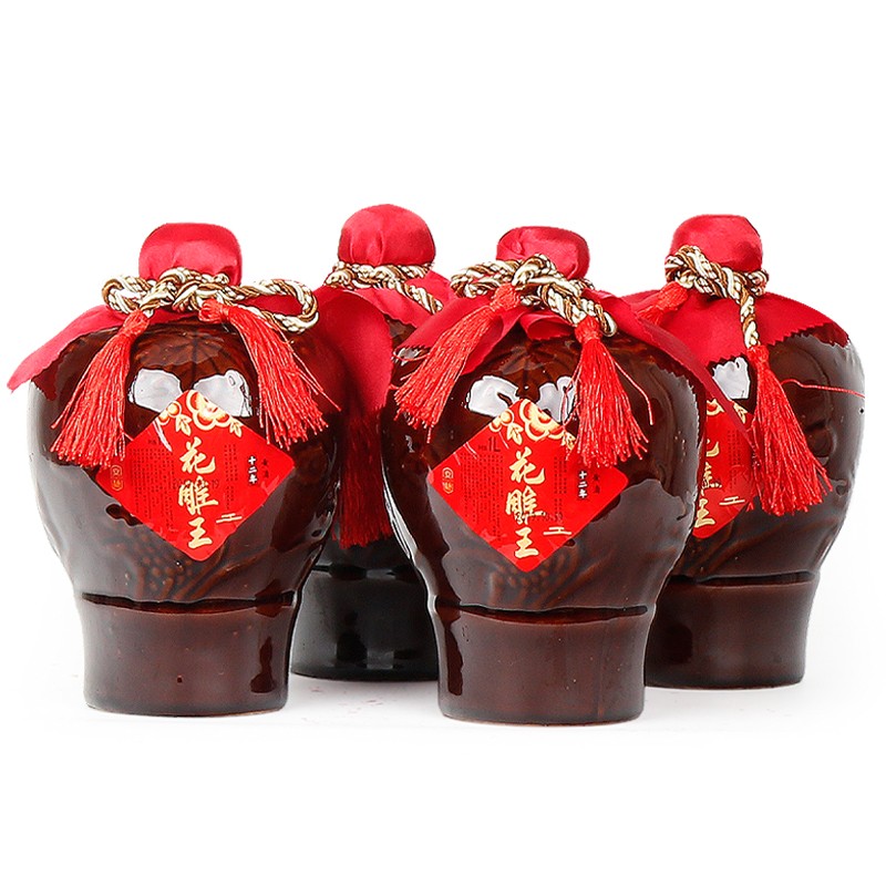 绍兴特产黄酒十二年陈绍兴花雕酒1000mlx4坛装安稳花雕王糯米老酒甜酒