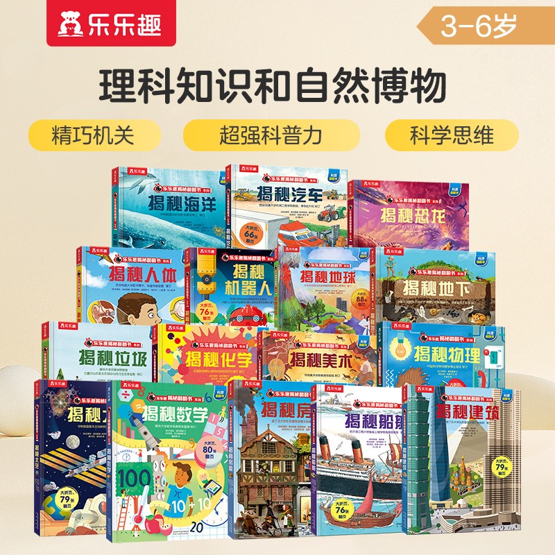 3-6岁乐乐趣揭秘翻翻书热销系列（全16册）揭秘汽车/海洋/太空/恐龙/人体少儿科普书 好玩又有趣详情图