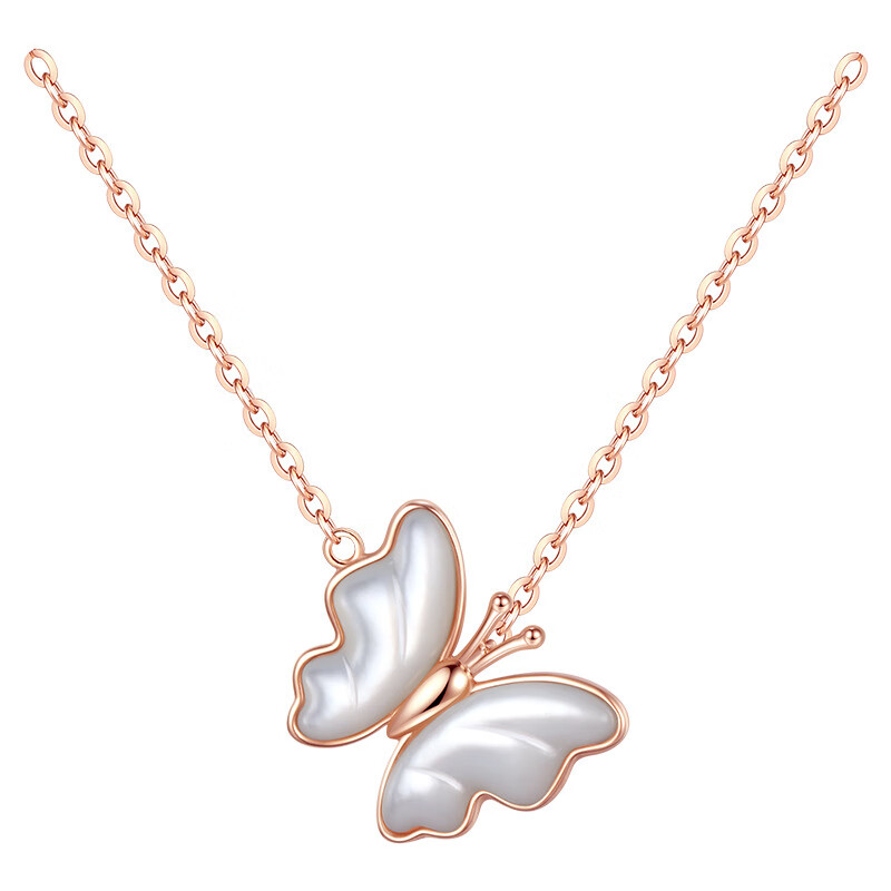 奥洛黛娅蝴蝶金项链女锁骨玫瑰彩金轻奢小众设计感首饰品生日礼物情人