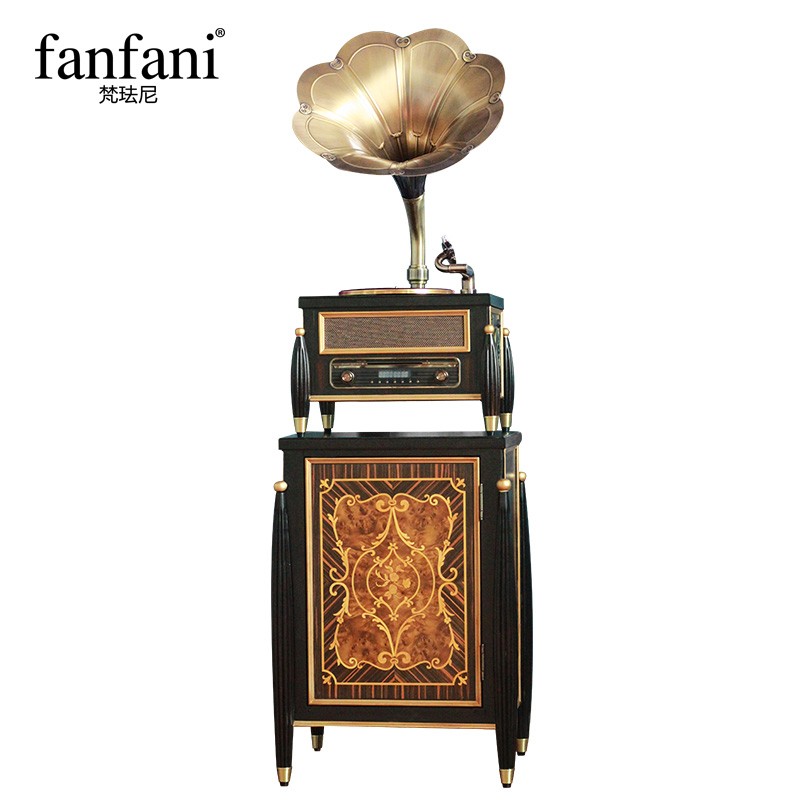 梵珐尼（fanfani） 复古实木留声机S950 仿古黑胶唱片机 柜式带低音炮 黑檀色 2021新款