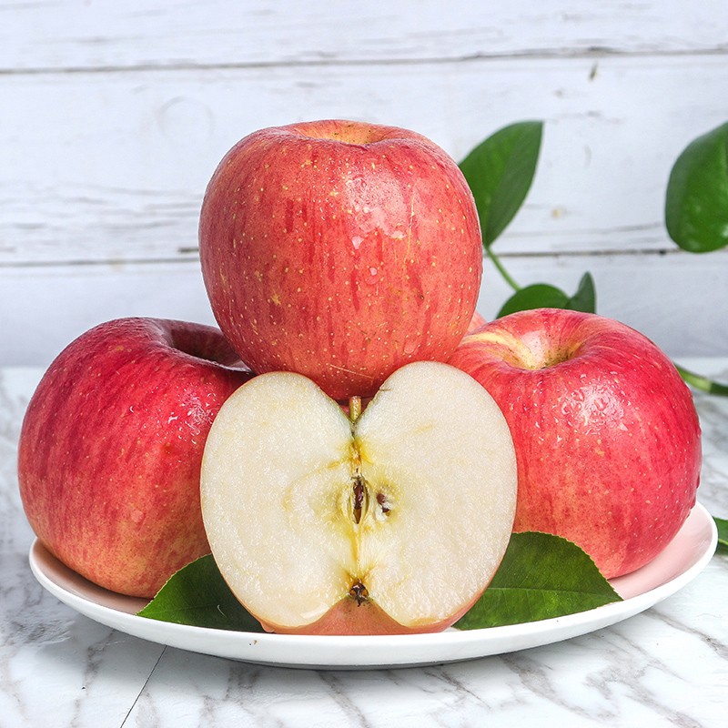 山东烟台富士苹果4.5kg 单果80mm 新鲜水果