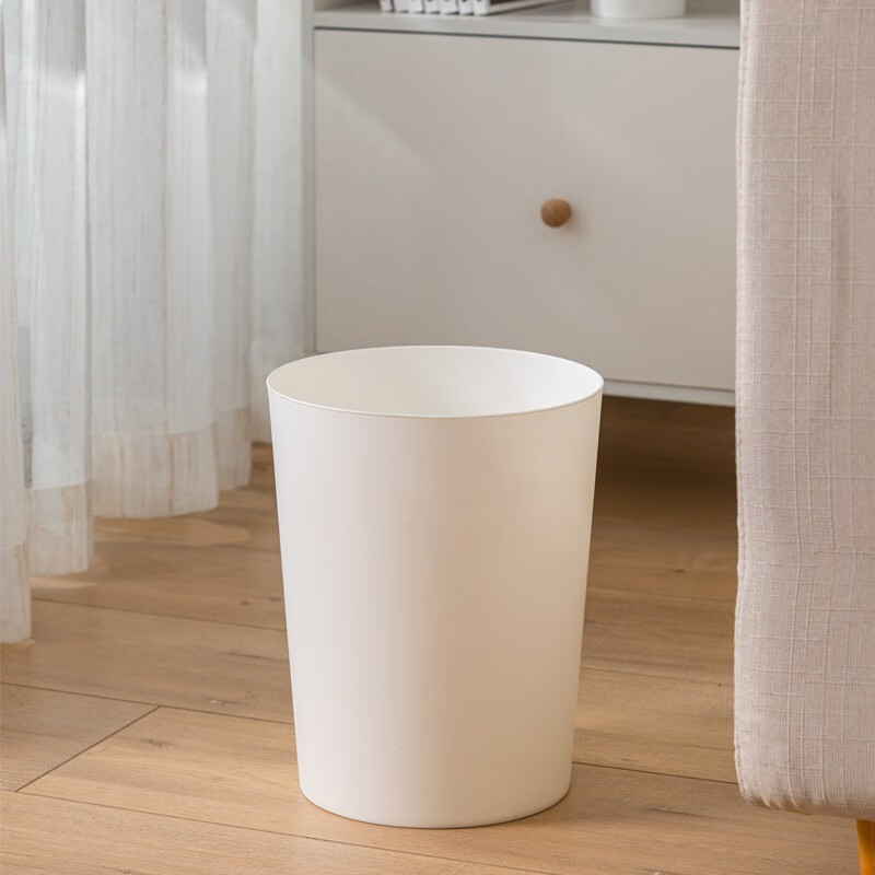 厕所卫生间客厅厨房大号创意纸篓学生宿舍清洁桶 白色圆形光滑 两只装