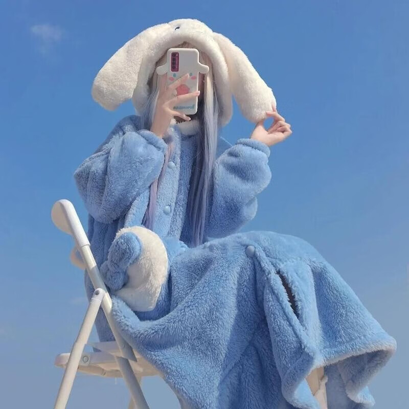 诗莉奥(SHILIAO)加厚睡袍卡通长款可外穿家居服睡衣女冬季睡袍加厚冬天可爱浴袍 玉桂狗睡袍+裤子 均码 (建议80-160斤)