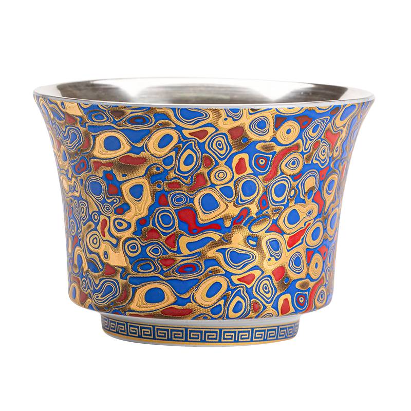 苏氏陶瓷（SUSHI CERAMICS）漆艺鎏银国潮茶杯主人杯个人杯品茗杯功夫茶杯（蓝）