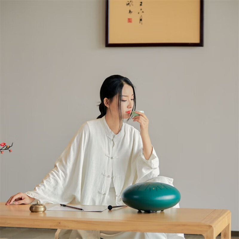 花九卿禅服佛系女高端中国风禅意茶服上衣亚麻中长款仙气夏文艺复古