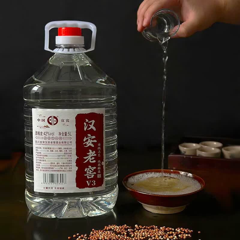 汉安宜宾白酒纯粮食酒水五粮浓香型白酒42度52度10斤桶装散酒泡酒专用 42度 5L 1桶 3年【五粮浓香型】