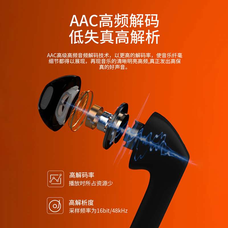 索爱（soaiy）SL2真无线蓝牙耳机 蓝牙5.3音乐运动耳机 TWS分离式半入耳适用苹果华为vivo小米oppo 黑色