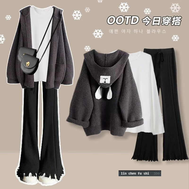 待婉大码女装套装春秋胖妹妹遮肚子显瘦春季温柔系穿搭女2024韩版