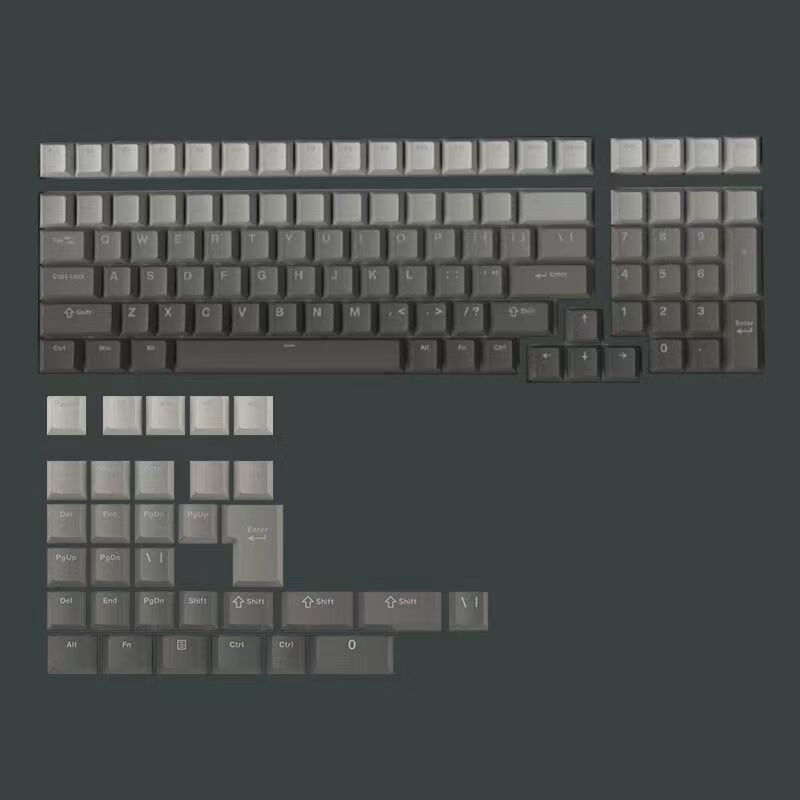 腹灵极昼原厂侧刻键帽机械键盘PBT透光原厂高度渐变68 87 96 104 墨影正刻键帽132键【盒装】 京东折扣/优惠券