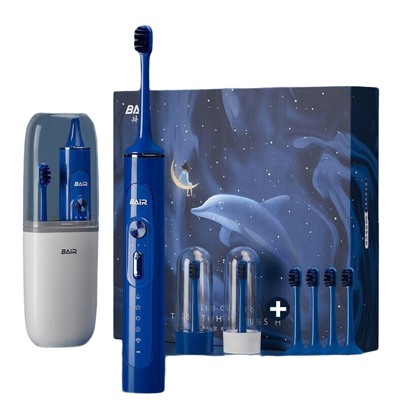 BAiR 拜尔 G2/G201高端机 电动牙刷成人震动充电智能声波礼盒装 克莱因蓝（6枚刷头）