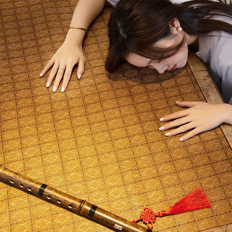 多兰诗(Duolanshi)凉席 藤席两三件套 可折叠学生宿舍夏季空调席子单双人御藤席 罗马格子 150*198cm【三件套】