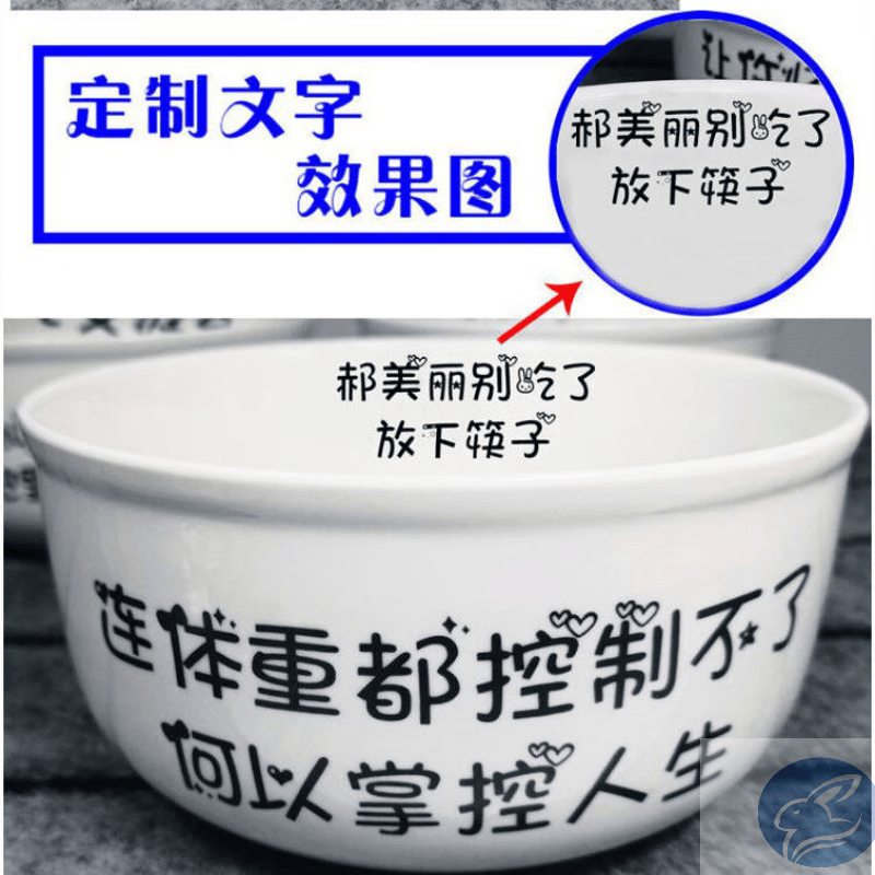 oqb奇怪的碗定制创意励志搞笑印字个性化加字加照片带碗盖食堂吃饭碗