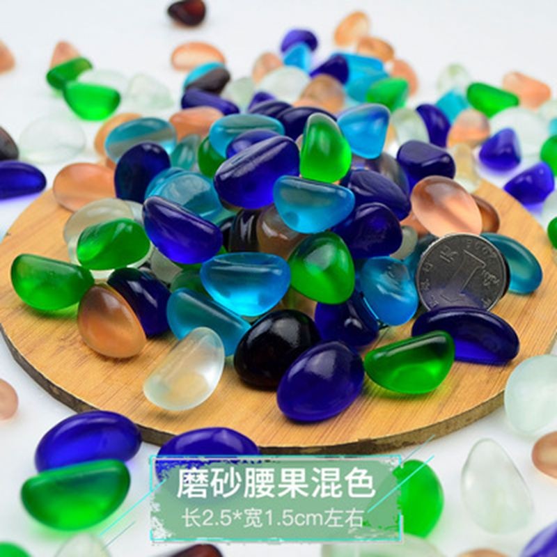 雨花石沙石头装饰铺底石鹅卵石溪流石雨林沙底沙 磨砂腰果石混色2斤