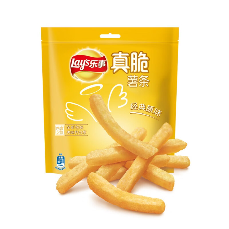乐事（Lays）真脆薯条袋装原味海苔味番茄味膨化食品休闲小吃零食 【2袋】原味90g