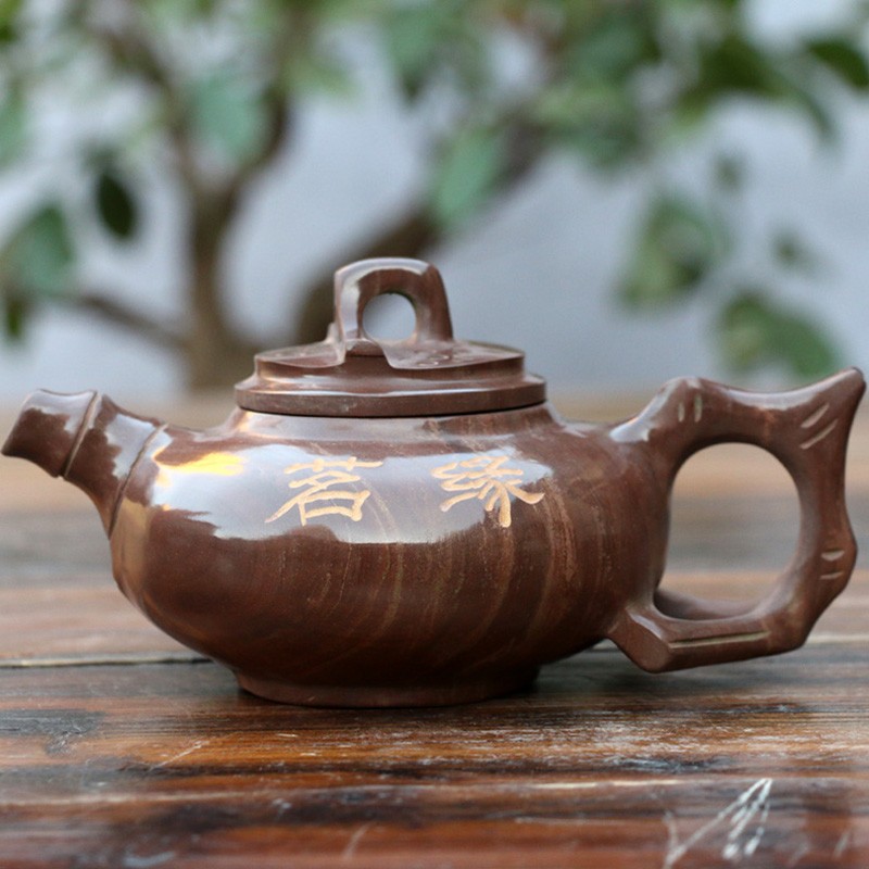 致如袆天然木鱼石茶壶石头纯手工壶泡茶功夫茶具全岩石雕刻济南特产