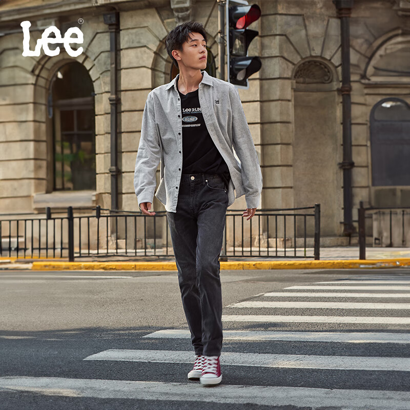 Lee24秋冬新品709修身中腰锥形五袋款黑灰男牛仔裤A06