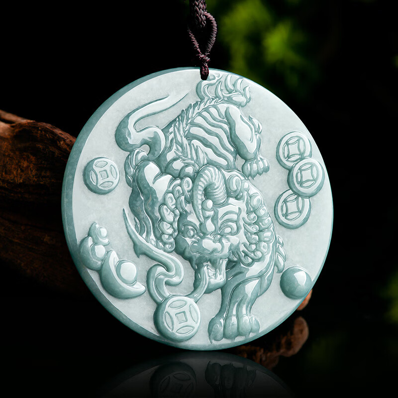 随峰天然a货翡翠糯种蓝水吸财貔貅吊坠玉石招财进宝皮丘男士挂件女款