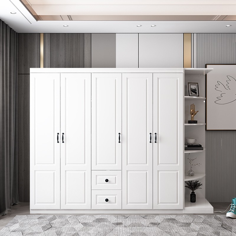 【上门安装】梦麦斯衣柜现代轻奢木质组合衣橱简易五门大衣柜子 边柜