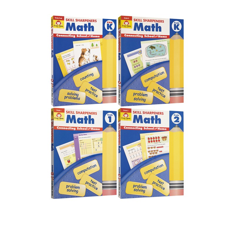 美国加州数学技巧4册 Skill Sharpeners Math PK-2 小学生低年级