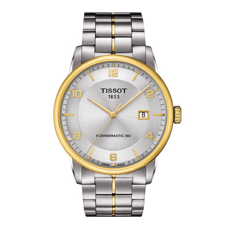 天梭（TISSOT）瑞士手表 新品豪致系列日历显示钢带自动机械男士腕表 T086.407.22.037.00 间金钢带
