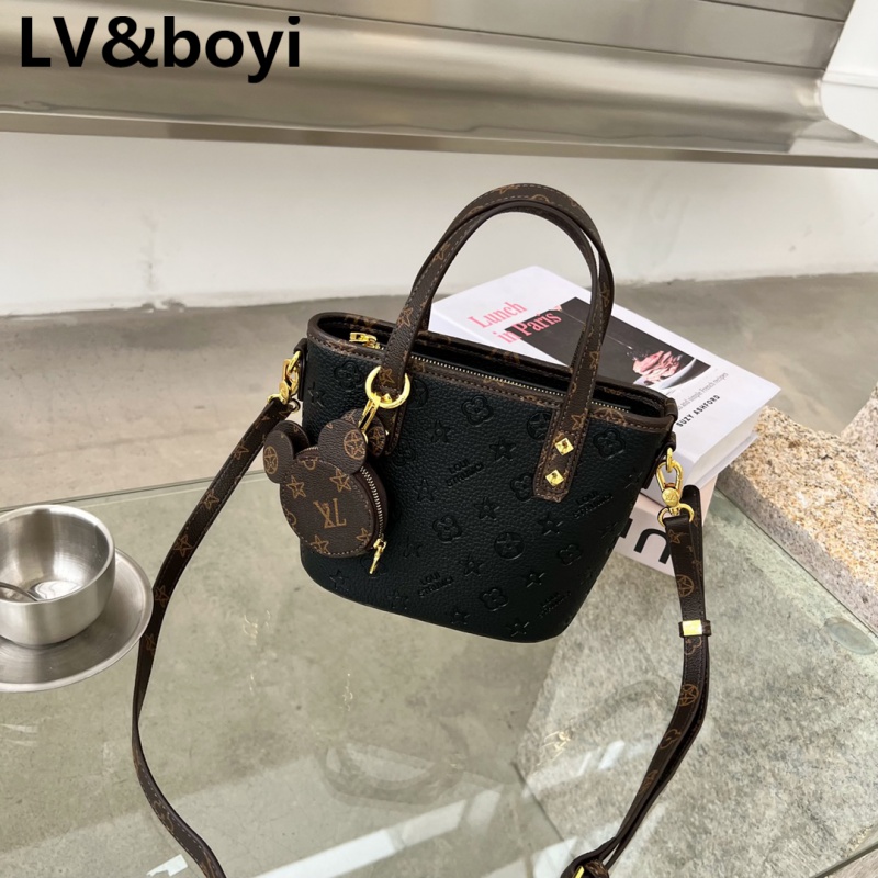 lvboyi包包水桶包托特包包女2023新款菜篮子女包单肩手提斜挎包 黑配
