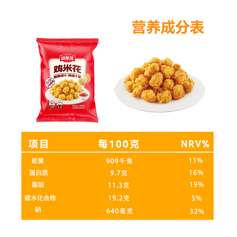 小东北星厨 鸡米花 1.2kg 冷冻评测数据怎样？达人专业评测分享？