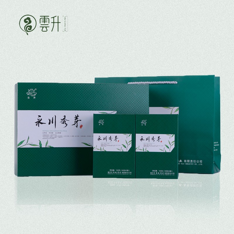 云升茶叶早春绿茶 清香型 永川秀芽2021新茶 重庆特产礼盒茶200g