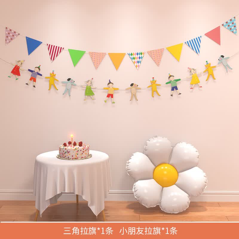 渡鹊桥幼儿园开学新学期欢迎小朋友典礼毛条拉花拉旗布置教室仪式感