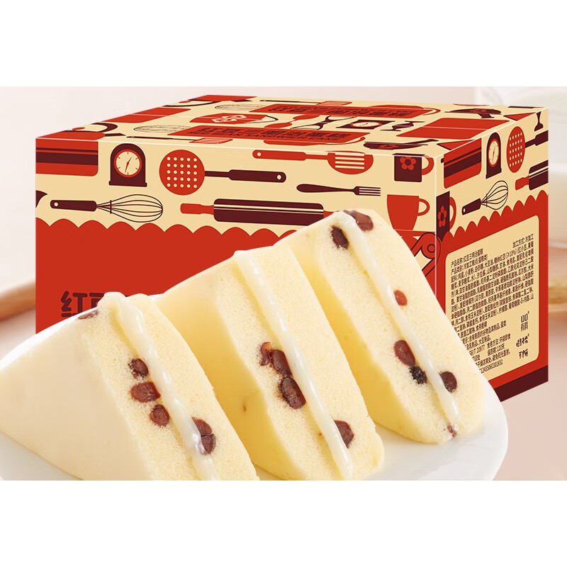 其妙紅豆三明治蒸蛋糕面包早餐整箱休閑零食小吃夾心即食宿舍解饞食品 紅豆三明治150g+送150g【共發(fā)300g/箱 300g