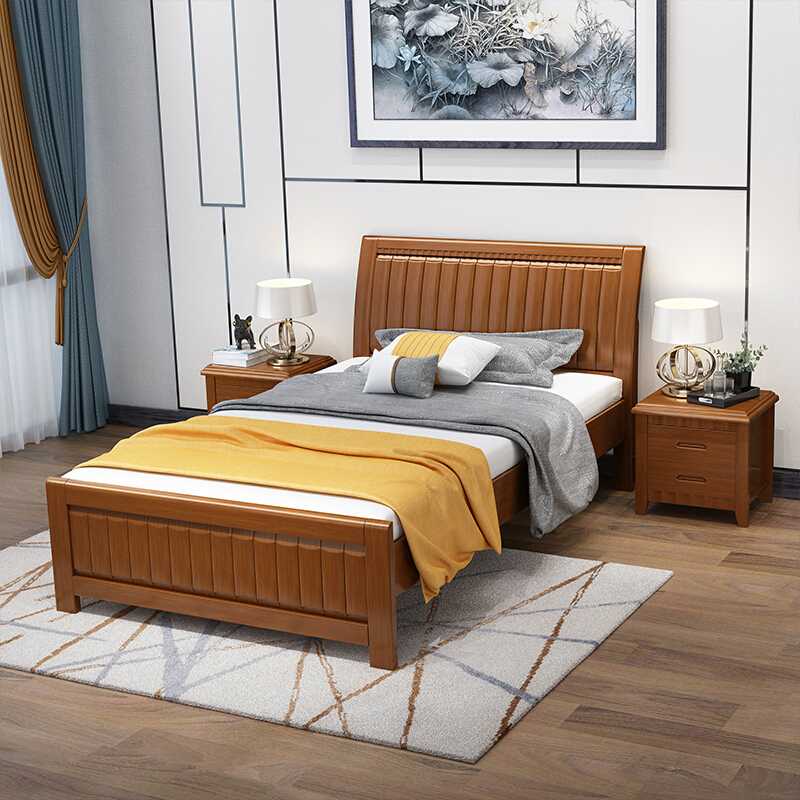 实木床1.2米1.3590cm宽单人床1.5储物家用经济型简易床架 红色 默认1