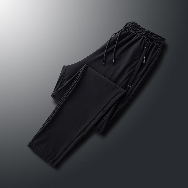 裤两侧口袋有拉链的运动库裤男高弹裤 黑色灰线打枣z100#直筒/平口 m