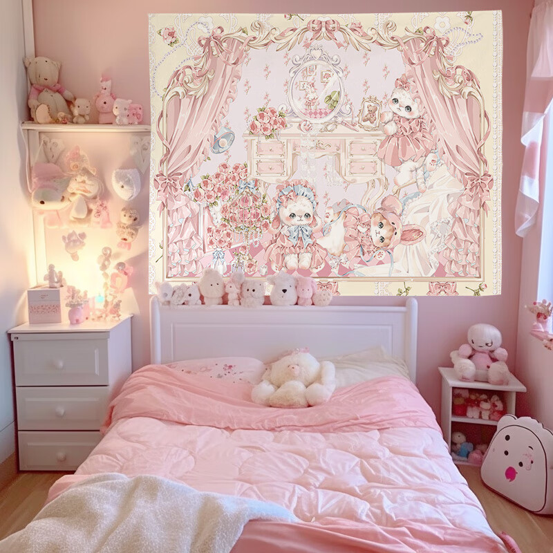辉客映上新款可爱洛丽塔墙布挂布背景布lolita少女心宿舍房间卧室挂毯