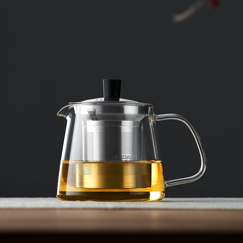 北大史家用泡茶壶 玻璃壶单壶 不锈钢过滤加厚耐高温花茶红茶沏茶壶茶具 HD-826  400ml